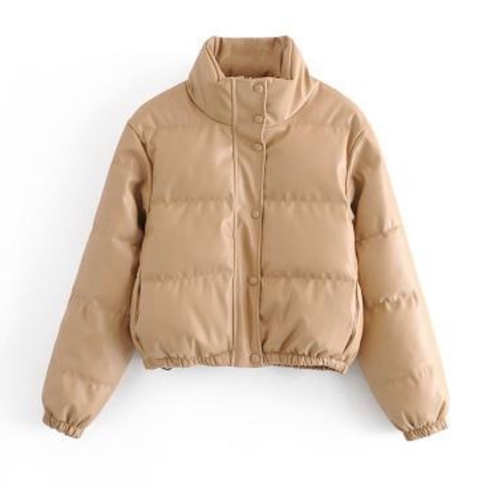 Zara faux leather cropped jacket